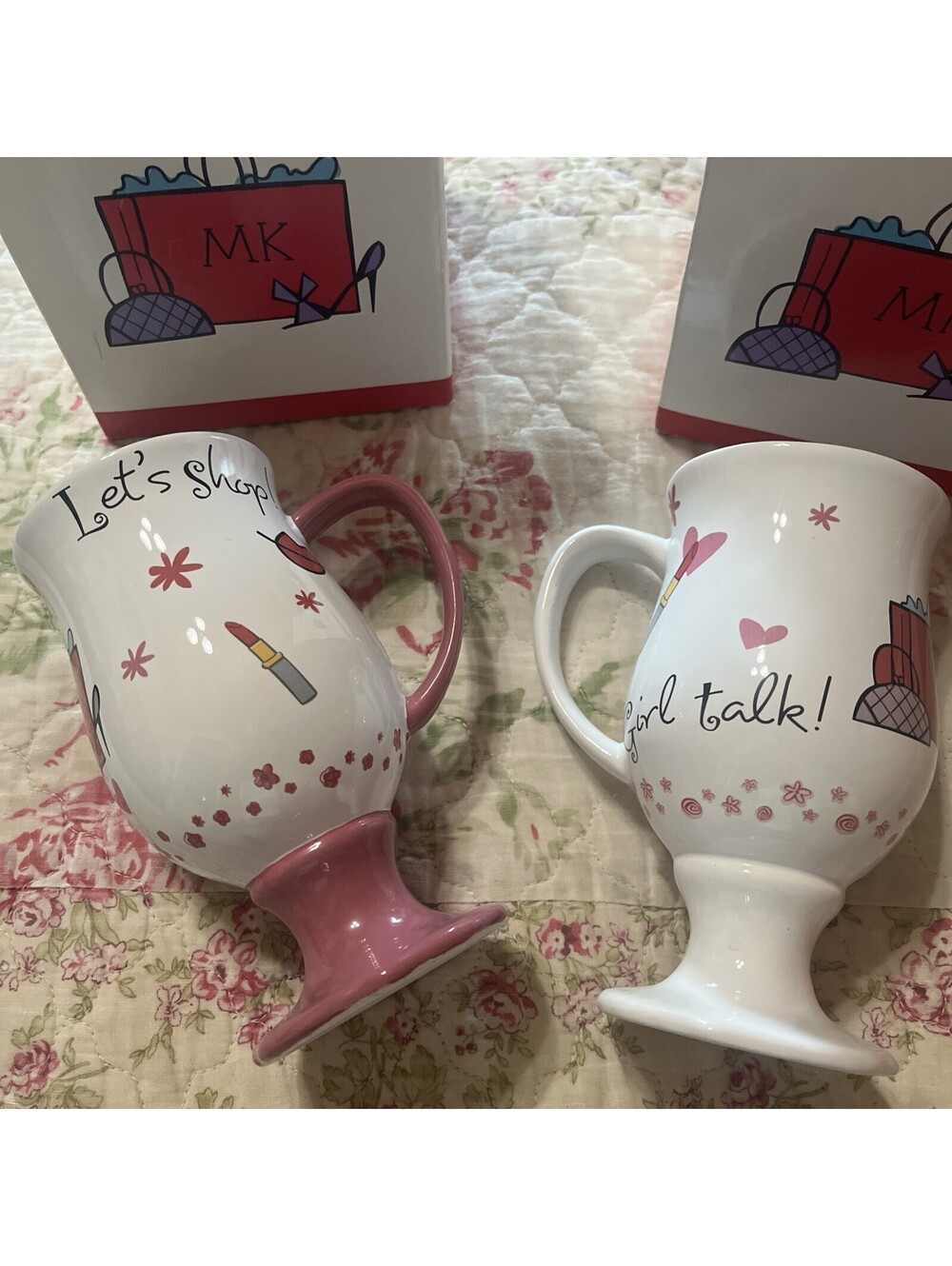Mary Kay Girlfriends Collection Girl Talk Let’s Shop Pedestal Mug Set w/ Boxes